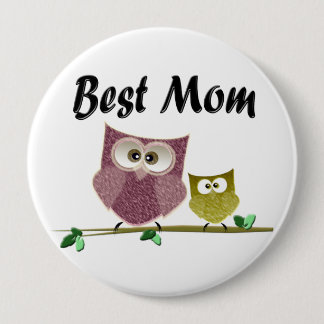 Best Mom Cute Owls Art Button