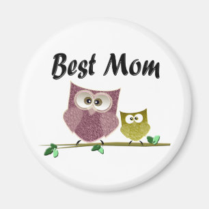Best Mom, cute Owls art Magnet