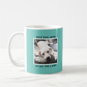 Best Mom Cute Puppy Dog Light Teal Blue Heart Coffee Mug