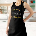 Best Mom Dad Chef Custom Text Elegant Black Gold Apron<br><div class="desc">Customize the text, and easily create your personalized apron. Click CUSTOMIZE FURTHER to change the background colour or text colour. You can TRANSFER this DESIGN on other Zazzle products and adjust it to fit most of the Zazzle items. Standard Studio designs are made in high-resolution vector graphics for a professional...</div>
