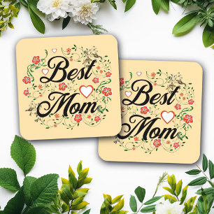 Best Mom Elegant Floral Design Coaster