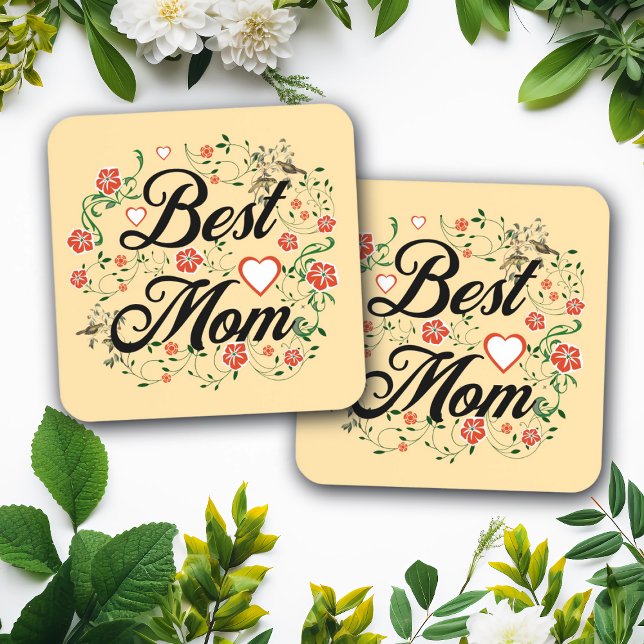 Best Mom Elegant Floral Design Coaster (Creator Uploaded)