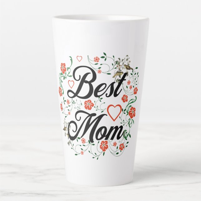 Best Mom Elegant Floral Design Latte Mug (Front)