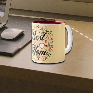 Best Mom Elegant Floral Design Two-Tone Coffee Mug