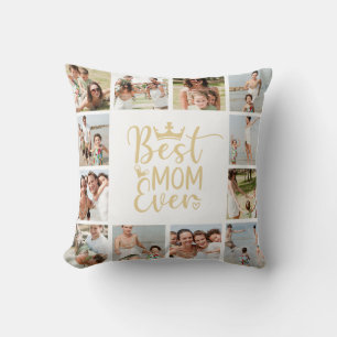 Best Mom Ever 12 Photo Collage Throw Pillow