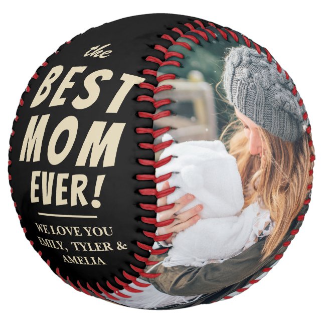 Best Mom Ever 2 Photo Collage Mother  Softball (Angled)