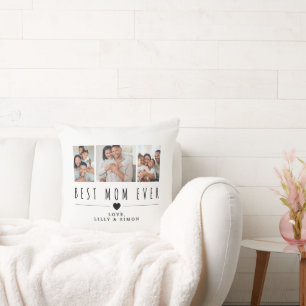 Best Mom Ever 3 Custom Family Photo Throw Pillow
