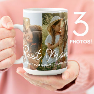 Best Mom Ever 3 Photo Collage Mother's Day Hearts Coffee Mug