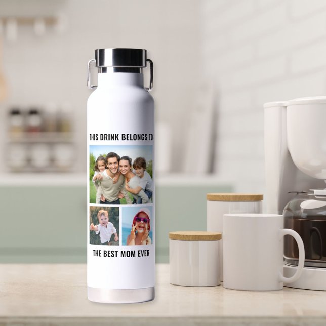 Best Mom Ever 3 Photo Water Bottle (Creator Uploaded)