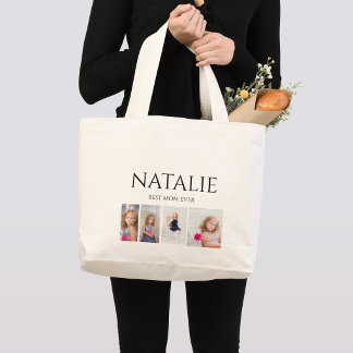 Best Mom Ever 4 Photo Large Tote Bag