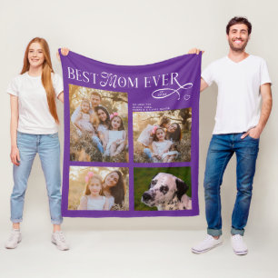 Best Mom Ever 4 Photos Heart Mothers Day Gifts Fleece Blanket