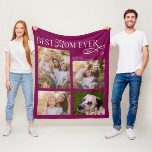 Best Mom Ever 4 Photos Heart Mothers Day Gifts Fleece Blanket
