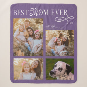 Best Mom Ever 4 Photos Heart Mothers Day Gifts Sherpa Blanket