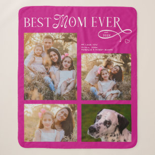 Best Mom Ever 4 Photos Heart Mothers Day Gifts Sherpa Blanket