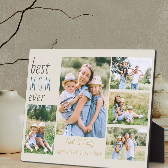 Best Mom Ever 5 Photo Collage Personalized Stone Plaque (Creator Uploaded)
