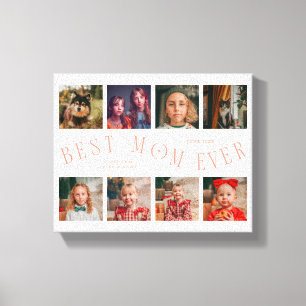 Best Mom Ever 8 Photo Grid Mothers Day Peach Canvas Print