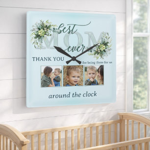 Best Mom Ever Around the Clock Photo Collage Clock