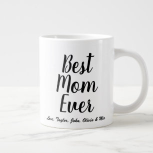 Best Mom Ever black custom script personalized Large Coffee Mug