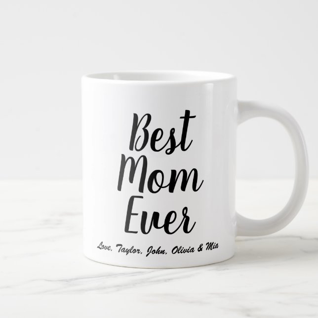 Best Mom Ever black custom script personalized Large Coffee Mug (Right)