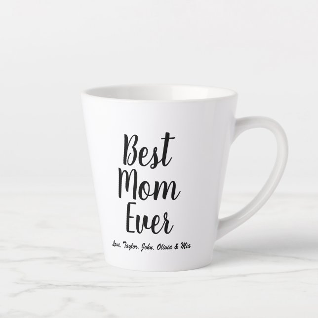 Best Mom Ever black custom script personalized Latte Mug (Right)