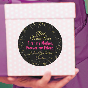 Best Mom Ever Black Elegant Modern Mothers Day Classic Round Sticker