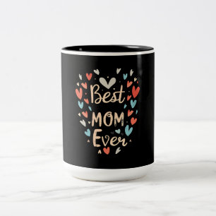 Best Mom Ever Black/Floral Two-Tone Coffee Mug