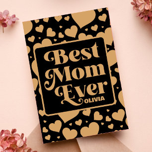 Best Mom Ever Black Gold Heart Photo Mother's Day Card