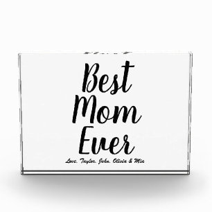 Best Mom Ever black personalized custom script Photo Block