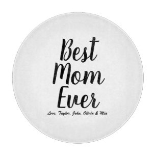 Best Mom Ever black & white custom script text Cutting Board