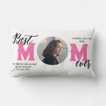 Best Mom Ever Blessed Mother's Photo Throw Pillow