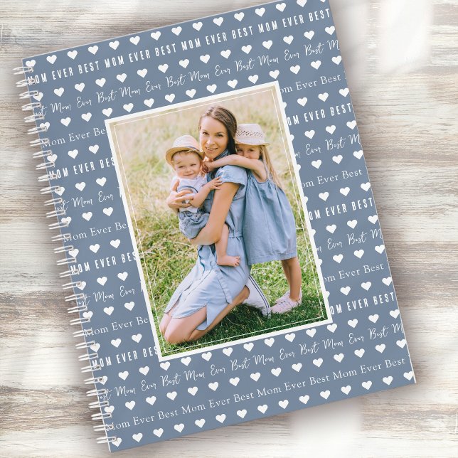 Best Mom Ever Blue Hearts Photo  Notebook (Creator Uploaded)
