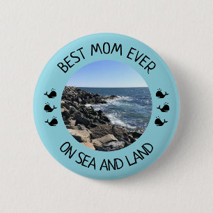 Best Mom Ever Blue Ocean Photo 2 Inch Round Button