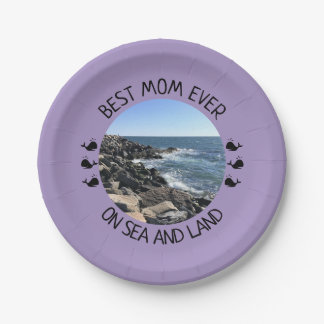 Best Mom Ever Blue Ocean Photo Paper Plate