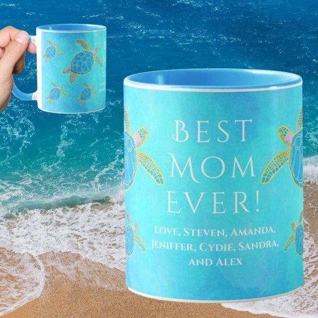 Best Mom Ever, Blue Watercolor  Sea Turtle Mug (Creator Uploaded)