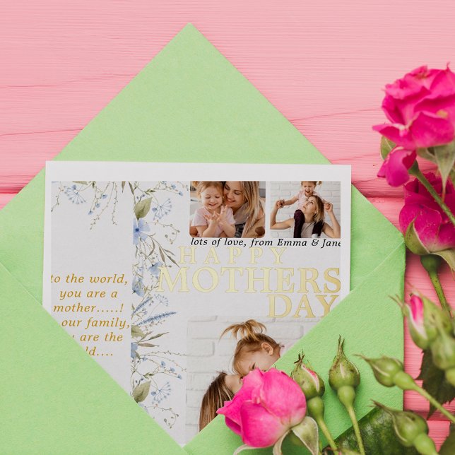 Best Mom Ever Blue Wild Floral Photo Mothers Day  (Creator Uploaded)