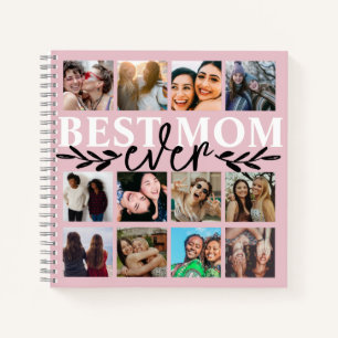 Best Mom Ever Blush Pink Photo Collage Notebook