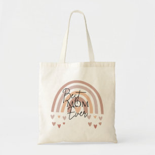 Best Mom Ever Boho Rainbow & Hearts Tote Bag