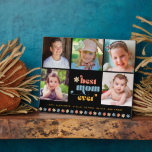 Best Mom Ever Boho Retro 5 Photos Plaque<br><div class="desc">This keepsake plaque is a perfect gift for mom. The design features 5 square photos and is accented with retro text and boho daisies.</div>
