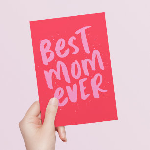 Best mom ever bold trendy bright pink Mother's Day Card