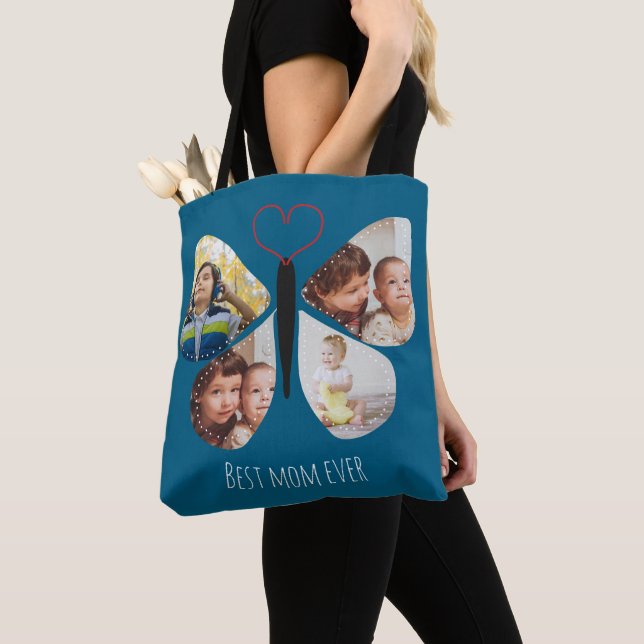Best mom ever butterfly custom photos Tote Bag (Close Up)