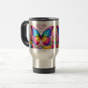 Best Mom Ever Butterfly Floral Mug