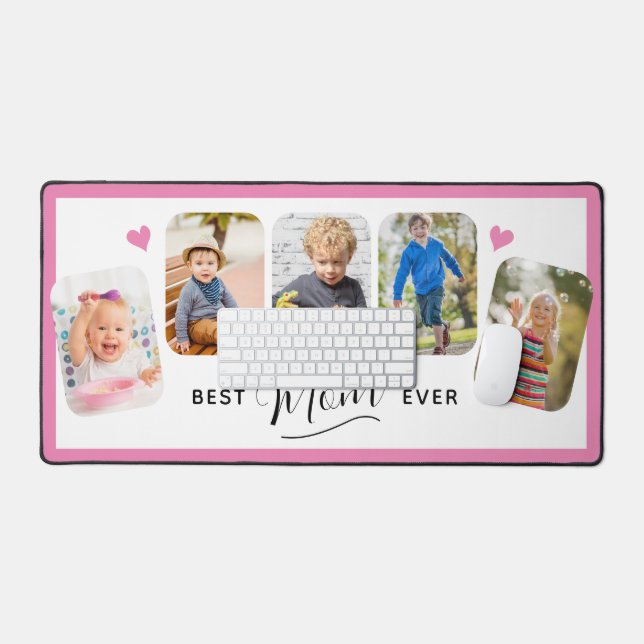 Best Mom Ever Calligraphy 5 Photo Desk Mat (Keyboard & Mouse)