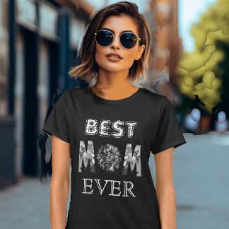 Best Mom Ever Calligraphy Sunflower Mother's Day T-Shirt
