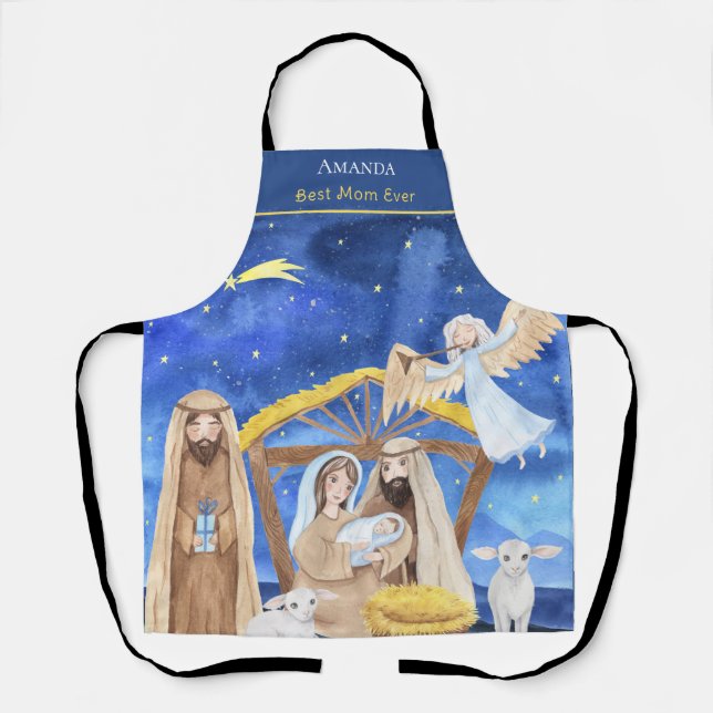 Best Mom Ever Christmas Nativity Apron (Front)