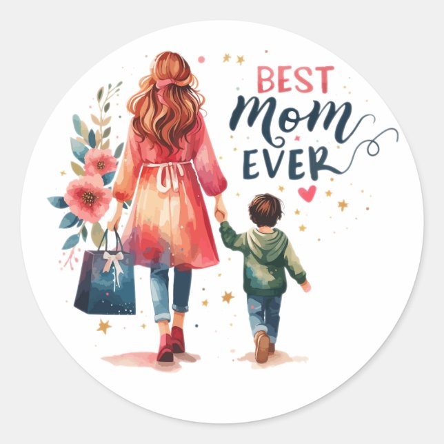 Best Mom Ever Classic Round Sticker (Front)