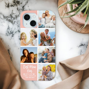 Best Mom Ever Collage 6 Photos of Children's iPhone 15 Case