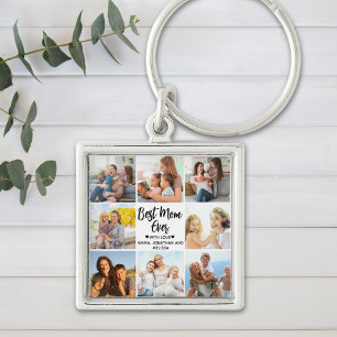 Best Mom Ever Collage 8 Photos of Children's Keychain