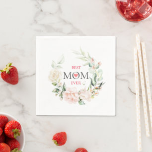Best Mom Ever-Colourful Floral Wreath 2 Napkin