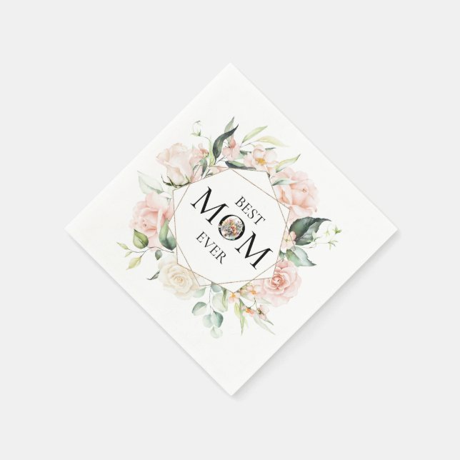 Best Mom Ever-Colourful Floral Wreath Napkins (Corner)