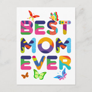 Best Mom Ever Colourful Postcard